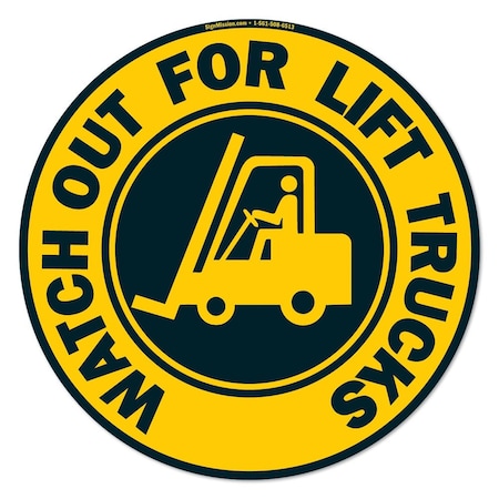Signmission Watch Out For Lift Trucks 2 16in Non-Slip Floor Marker, 16" x 16", FD-C-16-99878 FD-C-16-99878